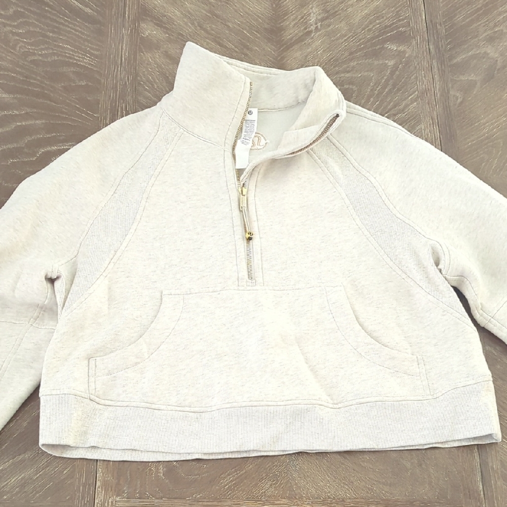 Lululemon Scuba Oversized Funnel-Neck Half-Zip In Heathered Bone/Gold M/L